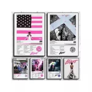 팝 랩 음악 앨범 커버 Lil Uzi Vert 포스터 랩퍼 힙합 록 화이트 핑크 테이프 Luv Is Rage 캔버스 벽 인쇄
