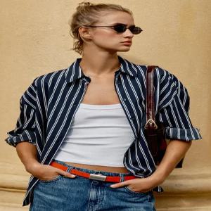 ZARA 스트라이프 셔츠 - 블루 3564/159/407