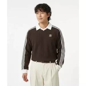 ADIDAS 와플 롱 슬리브 폴로 티 - 다크브라운 / KQ6868