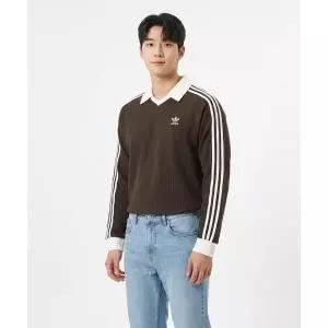 ADIDAS 와플 롱 슬리브 폴로 티 - 다크브라운 / KQ6868