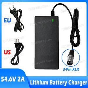 48V 리튬 배터리용 3핀 XLR 커넥터가 있는 54.6V 2A 리튬 배터리 충전기 AC100-240V 전원 공급 어댑터 EU U