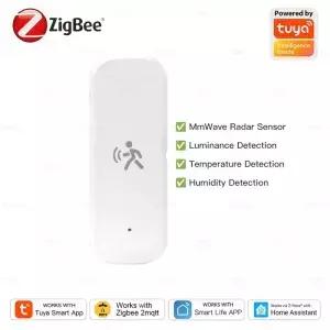Zigbee 10G MmWave 레이더 모션 센서 조도 온도 습도 있는 인간 감지기 Tuya Zigbee2MQTT 지원