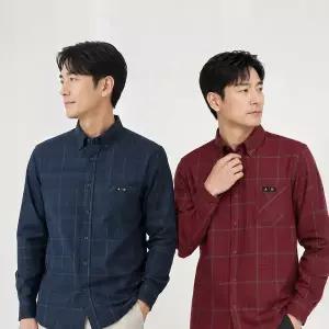 [아웃도어스/삼정]남성 가을간절기 긴팔 체크 고급레이온 셔츠 2종택1