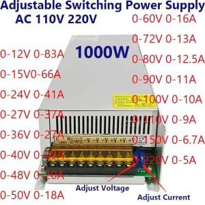 1000W 스위칭 전원 공급 장치, AC 110V, 220V, 0- 12V, 24V, 36V, 48V, 60V, 80V, 5A, 6.5A, 20A, 40A, 70A