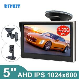 DIYKIT 5인치 IPS ALED 차량 후방 카메라 모니터, MPV SUV 마차용 흡착 컵 및 브래킷 포함 주차 보조
