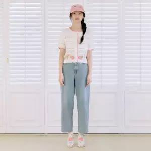 T264MCD261W 플라워 자카드 배색 반팔 가디건 457881 써스데이아일랜드 THURSDAYISLAND