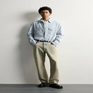 ZARA 레귤러핏 웨스턴 데님 셔츠 - 스트라이프 6987/370/105