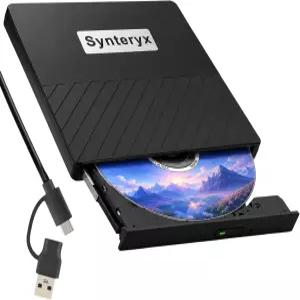 Synteryx 외장 CD 버너 노트북용 USB CD/DVD 드라이브 및 포트가 있는 휴대용 플레이어 리더 라이터