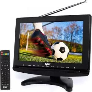 타일러 TTV706 10인치 휴대용 와이드스크린 1080P LCD TV 탈착식 안테나 HDMI USB RCA FM 라디오 디지털