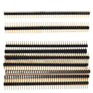 찬존 원형 핀 헤더 스트립 아두이노 GPIO 40핀 X 10개 암/수 키트 | 스트레이트 어셈블리 금도금 단일 행 피치 2.54MM 0.1인치 분리형 PCB 브레드보드 라즈베리 파이용