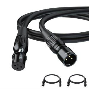 SMALL-EYE XLR 마이크 케이블 1피트 2팩 3핀 수-암 | 밸런스드 오디오 금도금 접점 컴팩트 패치 스튜디오 및 라이브 사운드용