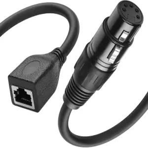 GINTOOYUN 30cm/1Ft XLR to RJ45 스피커 믹서 무대 조명용 연장 케이블 - 5핀 암 커넥터