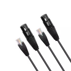 GINTOOYUN 3핀 XLR to RJ45 변환 케이블 - 스피커 믹서 사운드 및 무대 조명 장비용 DMX 30cm/1Ft 2개
