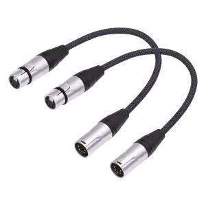 HUALEU 1FT 5핀 XLR 수컷-암컷 DMX512 케이블 조명 수컷-암컷-2팩
