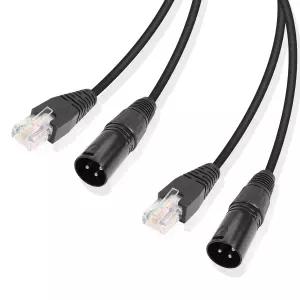 GINTOOYUN 3핀 XLR to RJ45 어댑터 - 증폭기 믹서 KTV 장비 조명 및 사운드용 DMX 수컷 커넥터 연장 케이블