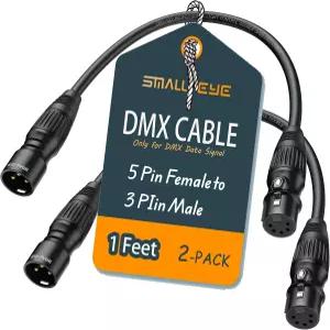 소형 5핀 여성형에서 남성형 DMX 어댑터 케이블 1피트 2개 세트 True 신호 116 최적화 임피던스 혼합