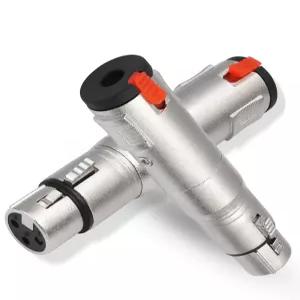HUALEU 2팩 잠금식 1/4 TRS 여성형 3핀 XLR 오디오 어댑터 밸런스 6.35mm to 마이크 믹싱 콘솔 파워 앰프에