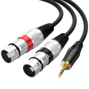 Tisino 2 여성용 XLR to 3.5mm TRS Y 스플리터 마이크 케이블 언밸런스드 3.3피트 믹서/카메라/PA 시스템용