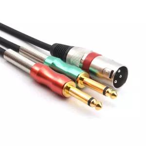 SiYear XLR 3핀에서 더블 6.35mm 1/4인치 TS 수컷 Y 스플리터 케이블 듀얼 모노 플러그 스테레오 마이크