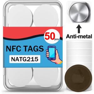 5-50Pcs NTAG213/NTAG215 금속 방지 NFC 태그 스티커에 접착식 칩 재기록 가능 메모리 Ntag 215 504 바이트