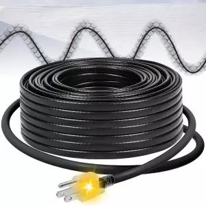 MAXKOSKO 36ft 지붕 및 홈통 자동 제어 제설 난방 케이블 120V 히트 테이프 조명 그리드 연결 플러그