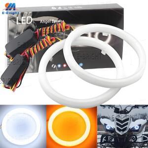 2개 24V 12V 엔젤아이즈 헤일로 링 4014 LED 자동차 헤드라이트 DRL 주행등 화이트 앰버 60 70 80MM 90MM 9