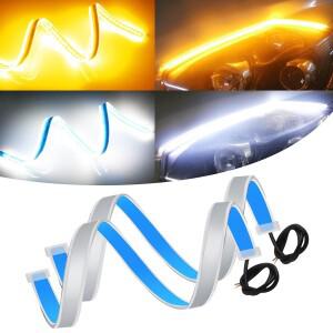 2pcs 시작 스캔 LED DRL 자동차 주간 러닝 라이트 자동차 헤드 라이트에 대 한  흰색 차례 신호 노란색 브