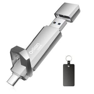 ORLIAN 256G 외장 휴대용 SSD USB 솔리드 스테이트 드라이브 최대 1000MB/S 3.2 GEN 2 스테이트 TYPE C + A 듀얼 실버