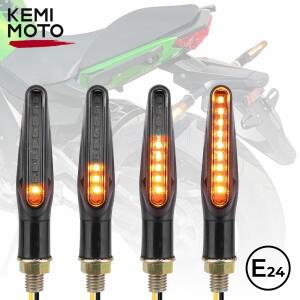 KEMiMOTO LED 회전 신호등 오토바이 자전거 앰버 회전 신호 흐르는 빛 12V IP67 범용 성 노출증 표시기 깜