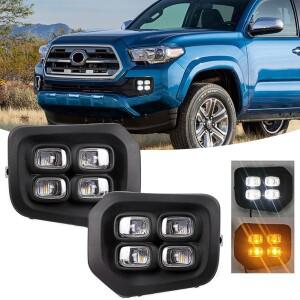 Toyota Tacoma DRL 용 Led 주간 러닝 라이트 안개 램프 2016 2017 2018 2019 2020 범퍼 운전 흰색 노란색
