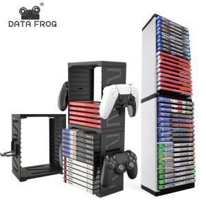 DATA FROG 수납함 선반  게임 디스크 타워 랙  플레이스테이션 4  5  스위치  엑스박스 시리즈 X  원 스탠