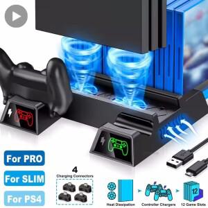 소니 호환호환 PS4 게임 콘솔 용 스탠드 팬 플레이 스테이션 4 Pro 슬림 컨트롤러 제어 지원 액세서리 홀더