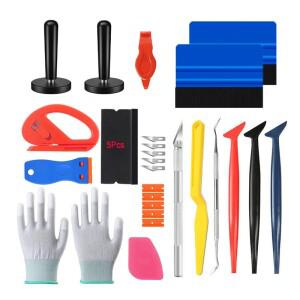 20Pcs/18Pcs 자동차 비닐 포장 도구 창 색조 설치 키트 펠트 스퀴지 나이프 자석 작업 장갑