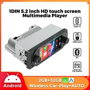 안드로이드 13 2+32G 듀얼 노브 1 DIN 5.2인치 무선 카플레이 HD 터치스크린 지능형 차량 오디오 시스템 라