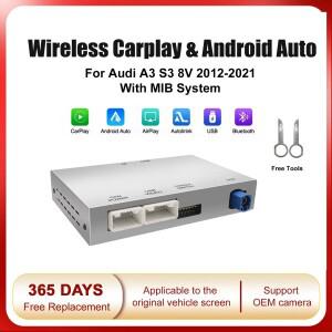 아우디 A3 S3 8V 2012-2021용 AUTOABC 무선 CarPlay 안드로이드 오토 미러링크 에어플레이 후방 카메라 내