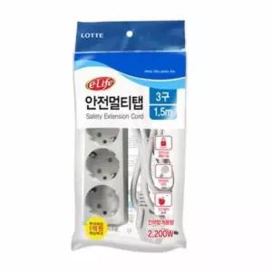 스위치콘센트 전기콘센트 롯데스위치멀티탭3구1.5m