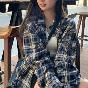 커플 추동 루즈핏 체크 긴팔 셔츠