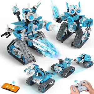 Opmind 5-in-1 STEM RC 로봇 조립 키트 - 408개 8-13세 선물용 8-13세용 장난감 DIY APP 원격 조종 교육용