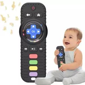 0-12개월용 Fu 스토어 실리콘 아기 치발기 장난감 엄마용 리모컨 딸랑이 TV 모양 3-24개월 씹는 치아 발육