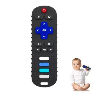YAPROMO 아기 치발기 장난감 2개입 TV 리모컨 모양 식품 등급 실리콘 씹는