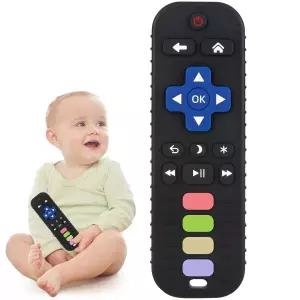 추야 베이비 치발기 장난감 3-24개월 아기용 TV 리모컨 모양 치아 완화용 검정색