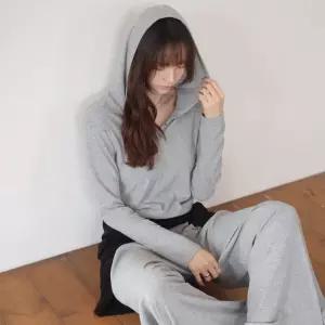 [하늘바라기]헨리넥 후드 와이드 투피스 세트