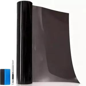 LZLRUN TPU 헤드라이트 테일라이트 틴트 비닐 랩 필름 다크 스모크 12 x 4ft 블랙 효과 설치 도구 포함