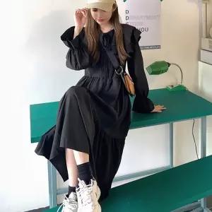 롱원피스 카라 프릴 가을 캉캉 베이지 봄 블랙 데일리