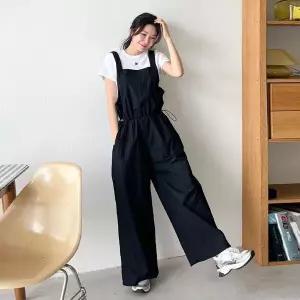 [하프클럽/]바스락 나일론 허리스트링 나시 점프수트 멜빵바지 점프슈트 -JS