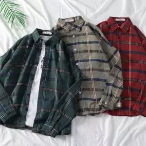 남방 셔츠 NB 체크 커플 긴팔 데일리룩 가을 봄