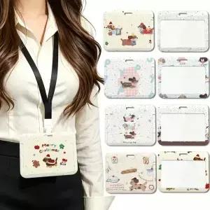 소시지 강아지 ID 카드 슬리브 내구성이 뛰어난 작업 홀더 목 스트랩 포함 직원용 비즈니스 커버