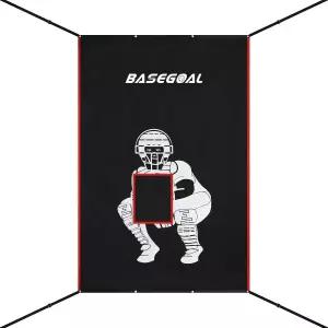 BaseGoal 4x6ft 비닐 야구 백스톱 포수 이미지 및 스트라이크 존 포함 두꺼운 코팅 천 내마모성 연습용