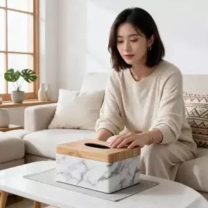 ( )티슈 케이스 대리석 보관함 거실 테이블 화장대 사무실 데스크 정리함 박스