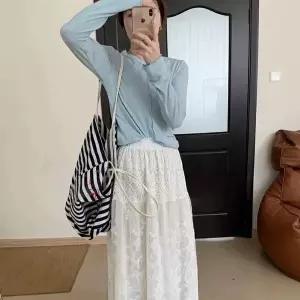 레이스 플레어 롱스커트